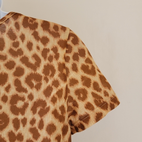 A.L.C. Womens Animal Print Top Sz S Short Sleeve Crewneck Lightweight Minimalist - Picture 7 of 12